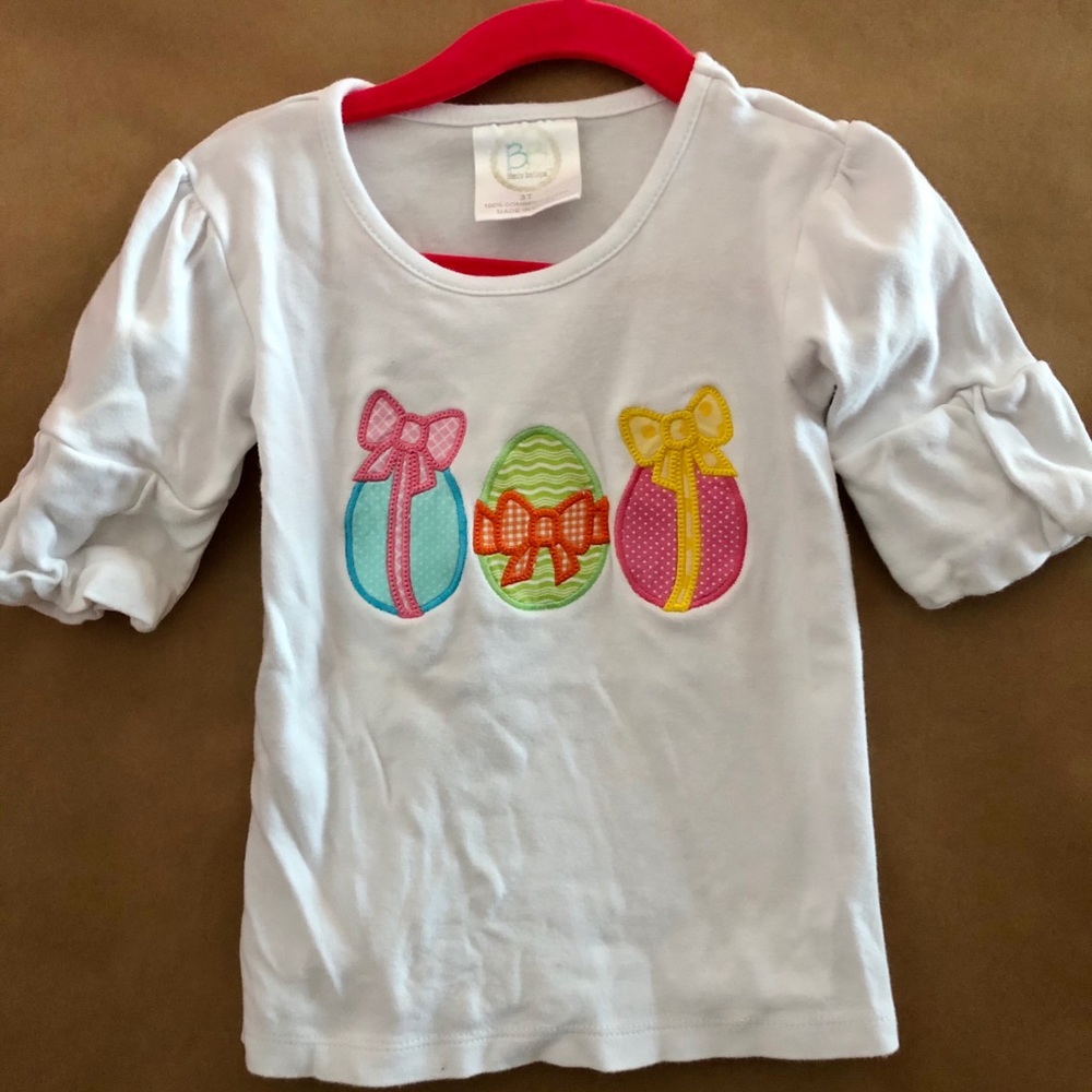 Easter eggs girls sz 3T appliqué shirt VGUC